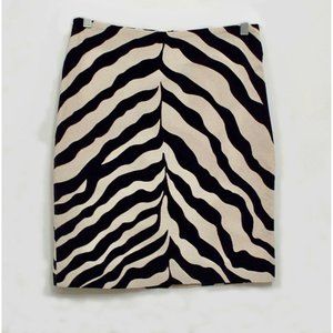 Isaac Mizrahi Skirt Black Beige Zebra Stripe Sz 8 Animal Print Stretch Corduroy